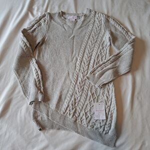 Tommy Bahama girls size 14 asymetric gray metallic long sleeve sweater NWT